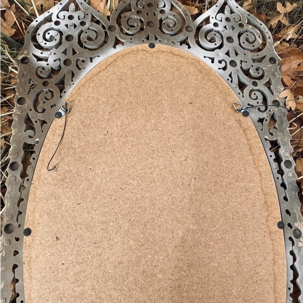 Vintage White Syrocco Mirror and Candle Set